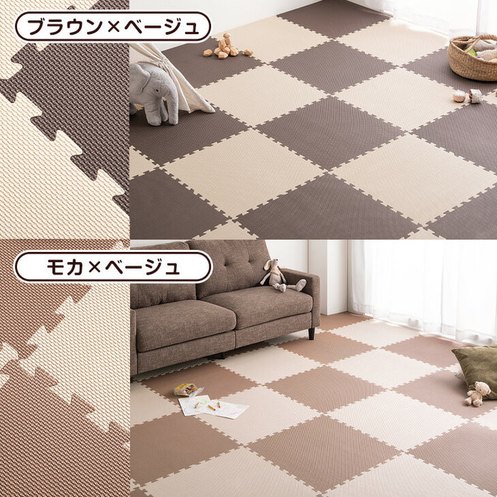 【アウトレット 旧仕様品】6畳 ジョイントマット 32枚 ブラウン×ベージュ 大判59cm 防音 抗菌 防臭〔1870000130・out2886〕