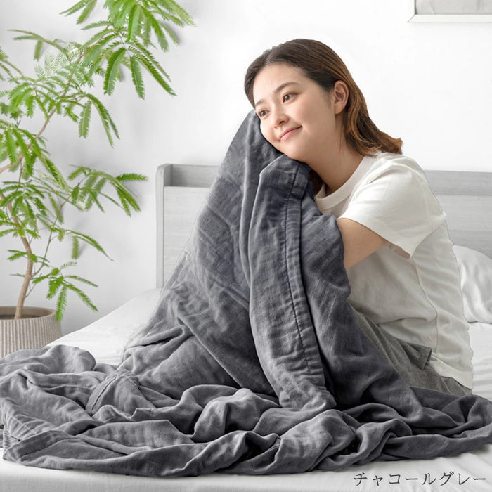 [ダブル] 5重のガーゼケット 丸洗いOK エコテックス認証 肌掛け布団 無添加 洗える〔18900005〕