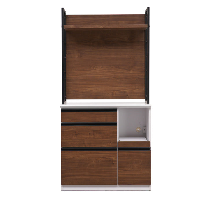 幅90cm] 食器棚 大型レンジ対応 日本製 大川家具 完成品 食器棚 収納