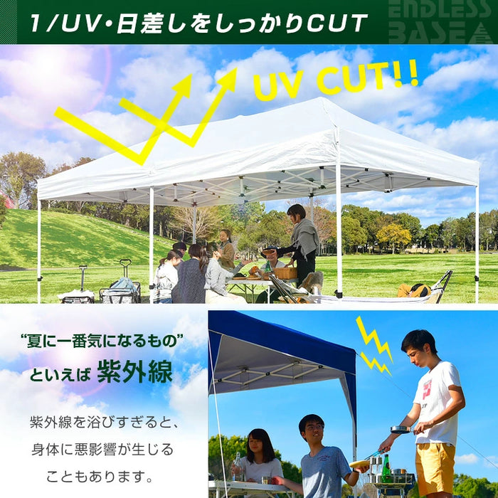 3×6m］サイドシート2枚付 ワンタッチ タープテント 大型 2段階