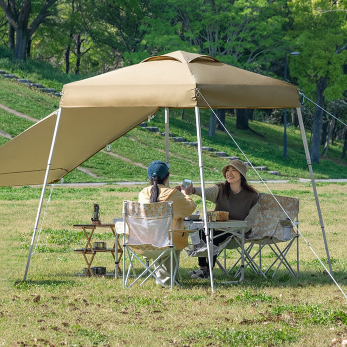 ［サイドシート1枚付］ワンタッチ タープテント 1.5×1.5m コンパクト 軽量 簡単 収納バッグ付き 日除け〔74100001〕