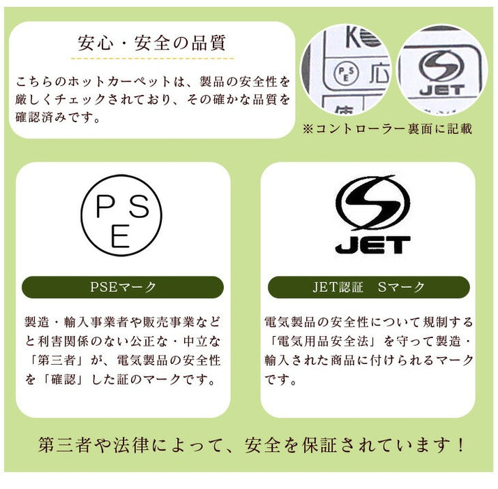 ［2畳用］高反発ラグ ホットカーペット 2点セット  極厚25mm 速暖 遠赤カーボン 滑り止め付 ラグ ラグマット ホットカーペット〔21700040〕