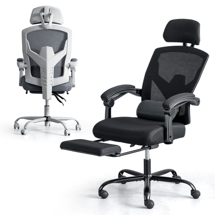 オフィスチェア フットレスト付き リクライニング 肘付き ランバー