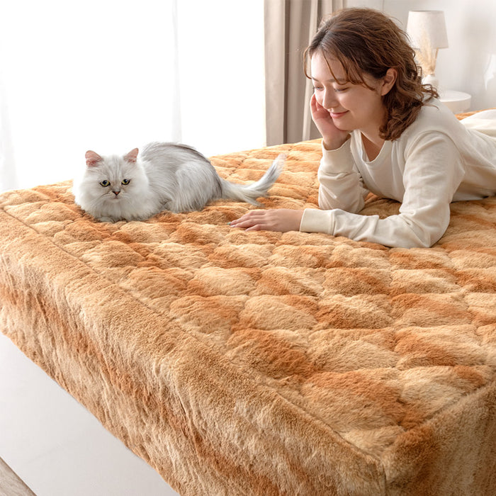≪TVで紹介≫[ダブル] もはや、ねこ。 一体型 ボックスシーツ 洗える 暖かい 防ダニ 抗菌防臭 敷きパッド秋冬用 猫柄 おしゃれ〔80100138〕