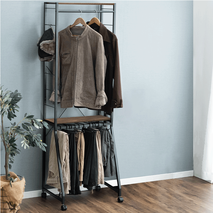 幅62] RENEW ズボンハンガー付き ハンガーラック スラックス 15本掛け