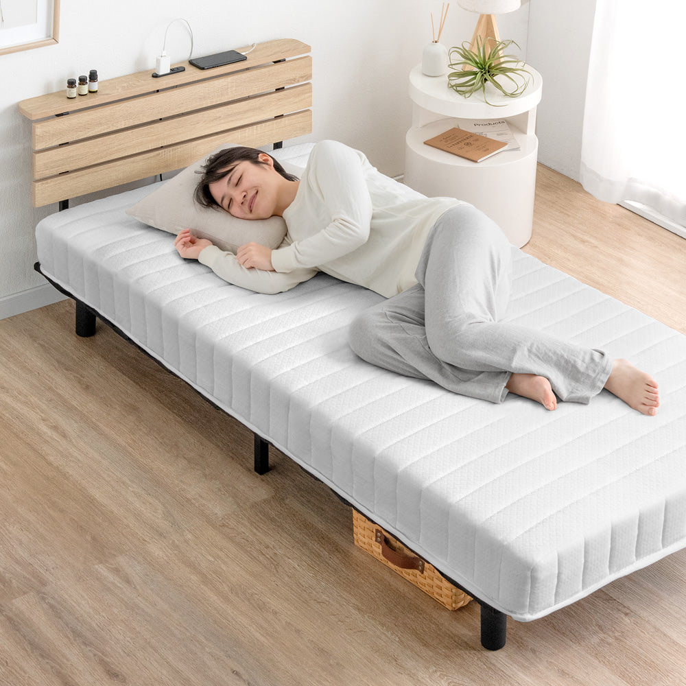 MIKI様専用】セミダブルベッド マットレス付 棚 コンセント付 BK