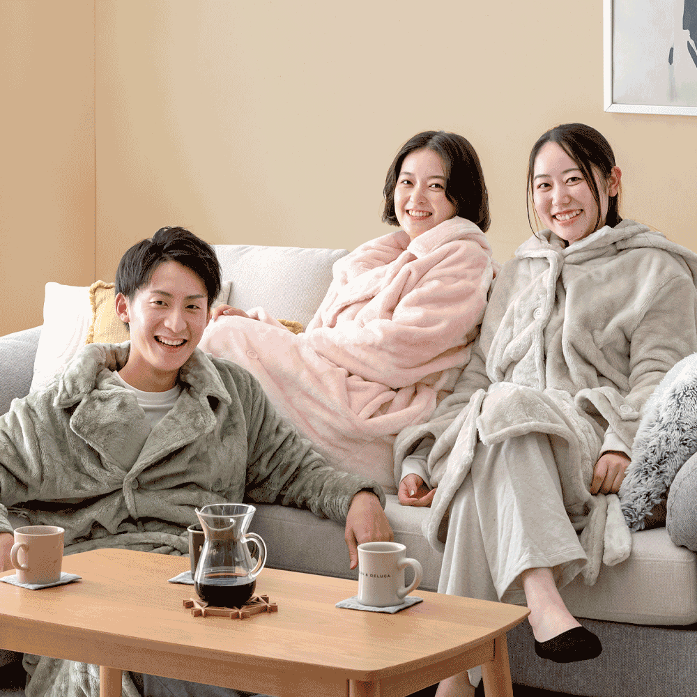Airblue フード付きグレー ルームウェア 着る毛布 - ルーム