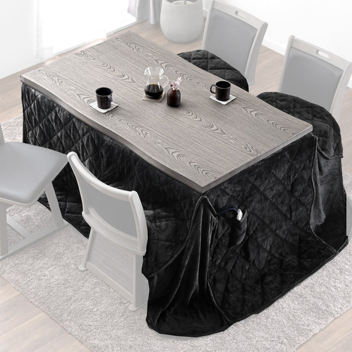 ［135×80cm］ダイニングこたつ 2点セット テーブル 掛け布団 速暖2秒 600Wハロゲンヒーター 長方形 手元コントローラー 高脚 〔21310134〕