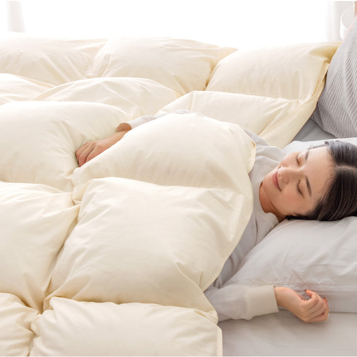 [シングル] コインランドリーで洗える羽毛布団 ホワイトグースダウン93％ CILゴールドラベル 30マス立体キルト 400dp以上 かさ高165mm以上 7年保証 日本製 ウォッシャブル  〔39100153〕