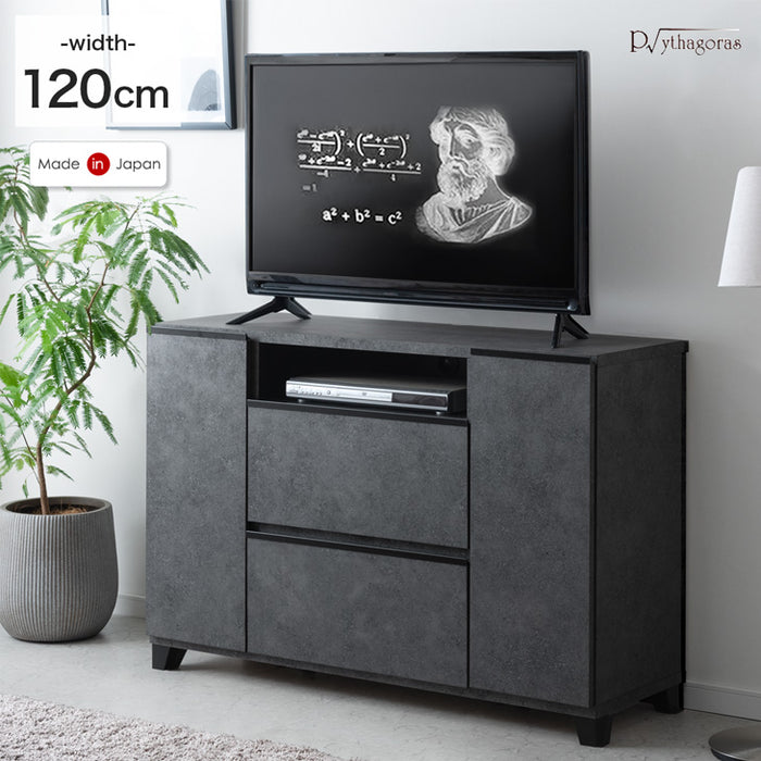 幅120cm テレビ台 ハイタイプ  国産 完成品  *ピタゴラス-TG*  【超大型商品】〔24900014〕