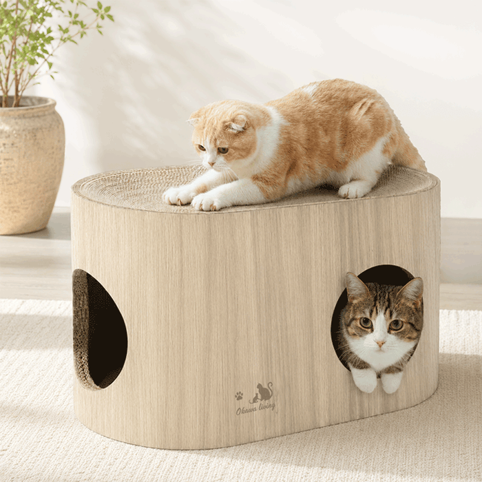 キャットタワー ［高さ98cm］ワントーン 据え置き ハウス着脱 洗える