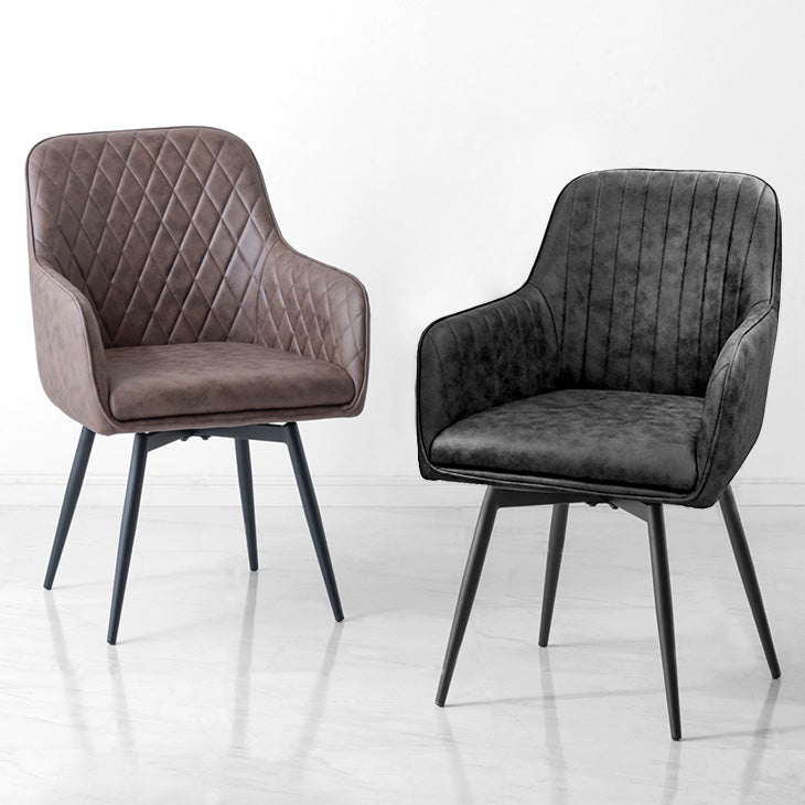 4脚セット］ダイヤキルト 回転式 ダイニングチェア 肘付き 回転チェア