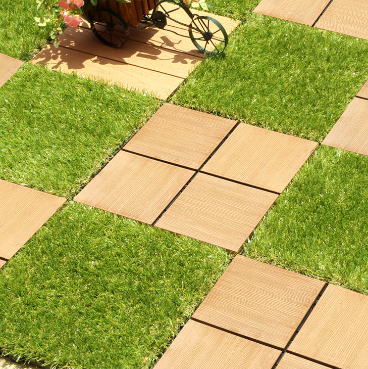 人工芝　タイル　137枚 108枚セット] 人工芝＆ウッドタイル ジョイント式 高耐久 9.7平米用 芝