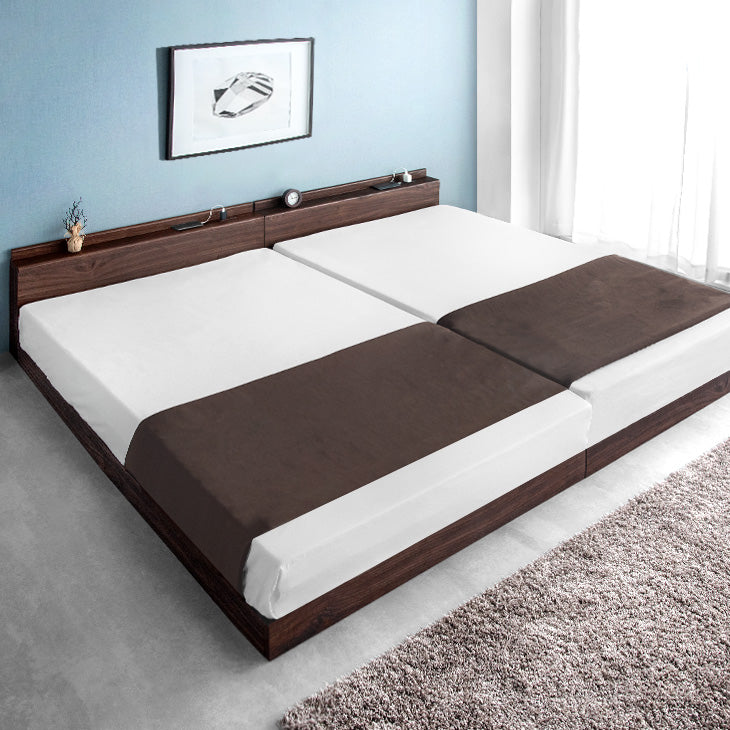 ベッド 連結ベッド 収納ベッド ファミリーベッド フレーム 収納付 グレー 宮付 おしゃれ 2コンセント すのこ フレームのみ WK300(S＋S＋S) 組立設置付 ベッド 連結ベッド 収納ベッド ファミリーベッド 連結 ベッドフレーム