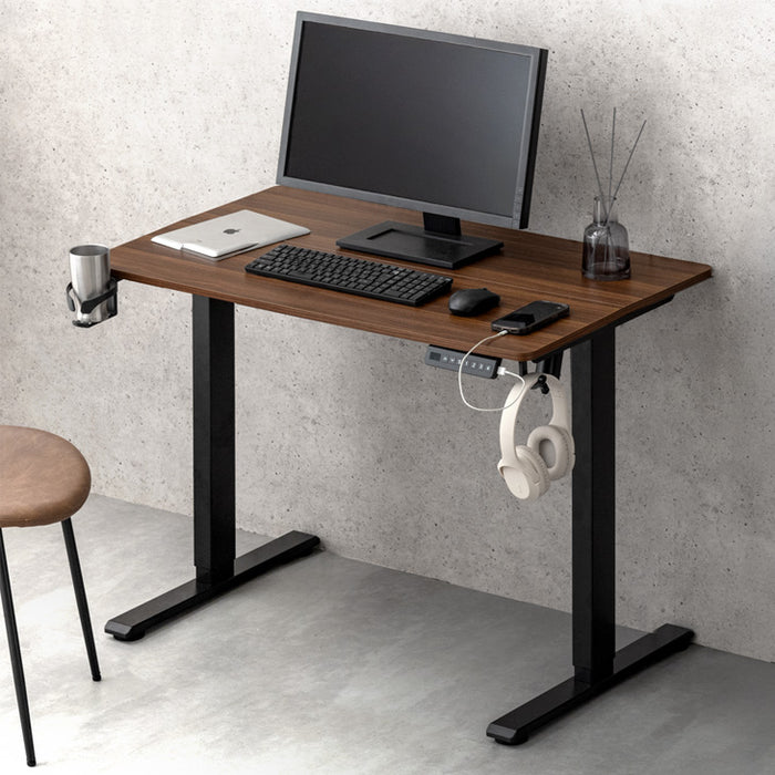 ［幅100］電動昇降デスク 無段階昇降 USBポート付 メモリ機能 静音設計 衝突感知センサー 耐荷重80kg 昇降デスク〔45400146〕