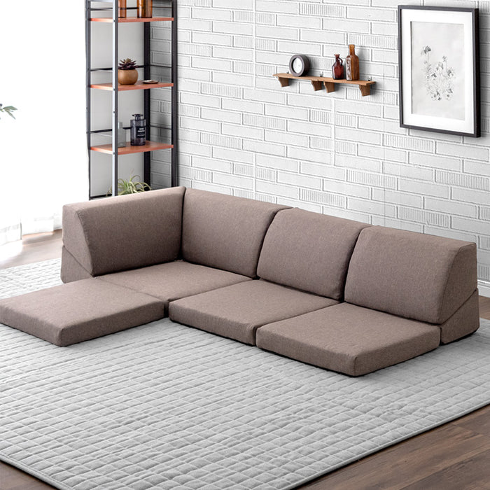 ≪レイアウト自由≫ ローソファ ズレ防止連結シート付 2wayリクライニング ウレタン座面 ファブリック生地 コンパクト おしゃれ こたつ用 北欧〔15210102〕