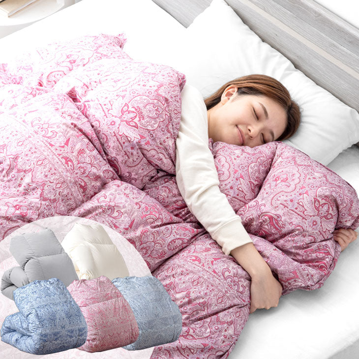 セミダブル] 増量1.5kg 羽毛布団 ホワイトダックダウン90％ 30マス立体