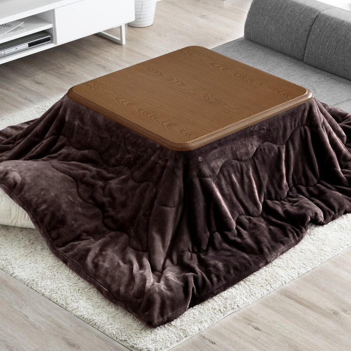 2点セット] 80×80cm 正方形 こたつテーブル + とろりん掛け布団 洗える