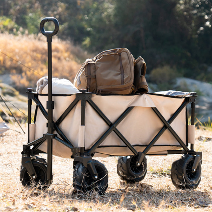 100L］キャリーカート ノーパンクタイヤ 折りたたみ ストッパー付き 耐