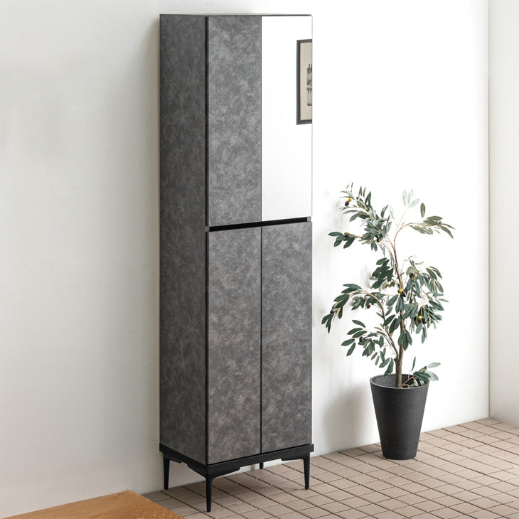 幅50］シューズボックス 国産 完成品 ミラー付き 消臭機能付 姿見 下駄