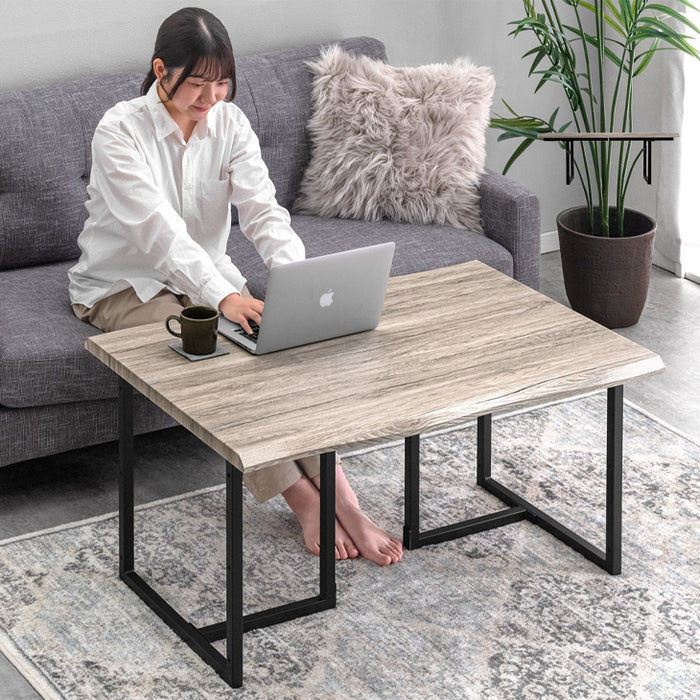 【新発売記念プライス】[105×70] 2WAYハイ＆ロー テーブル 高さ調整 52cm 39cm 木目 モダン 北欧 おしゃれ〔72600087〕