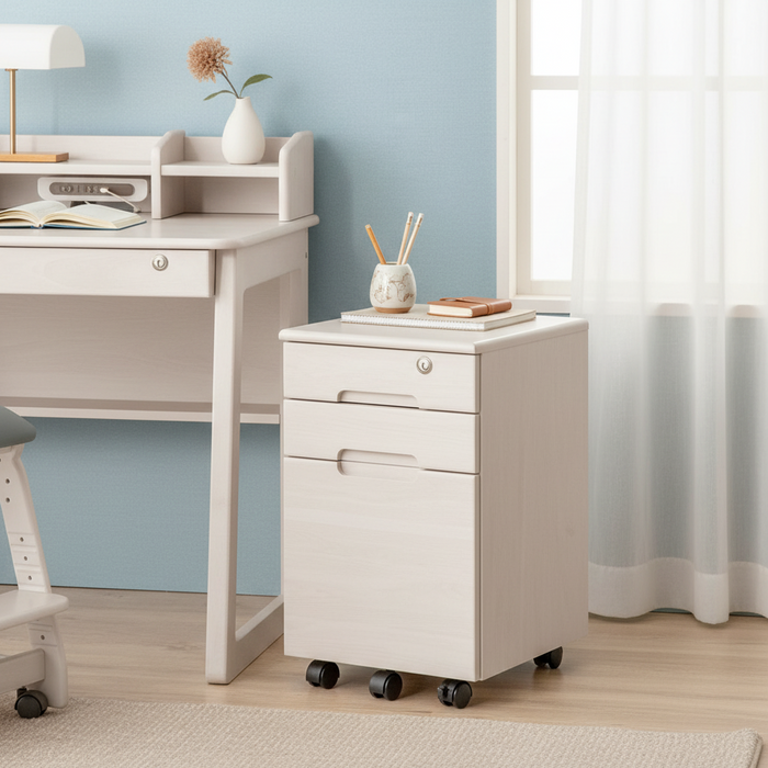 【アウトレット 旧仕様品・デスクワゴン単体】天然木 デスクワゴン 単品 キャスター付き 〔5060001702〕