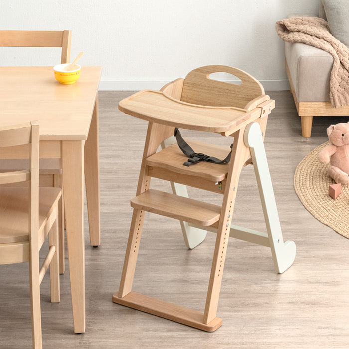 現役ママが考えた ベビーチェア テーブル付き 折りたたみ 天然木 高さ調整 足置き〔65200030〕