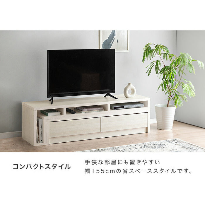 ［幅155-260］伸縮式 テレビ台 セラミック調 完成品 ローボード おしゃれ 日本製〔20010005〕