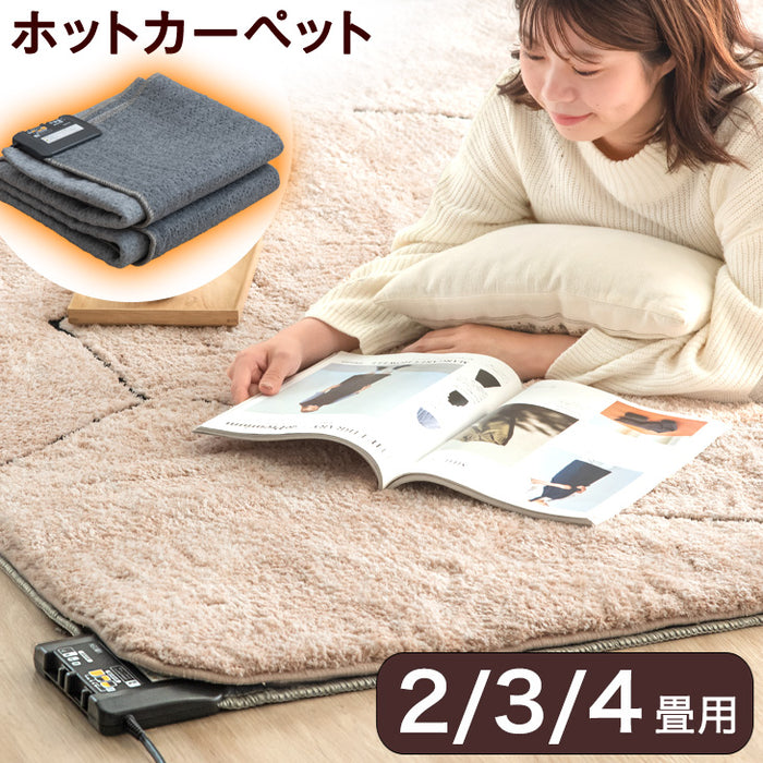 ［3畳用］ホットカーペット 単品 176×235㎝ 8時間自動切タイマー 防ダニ 床暖房カーペット〔30300017〕
