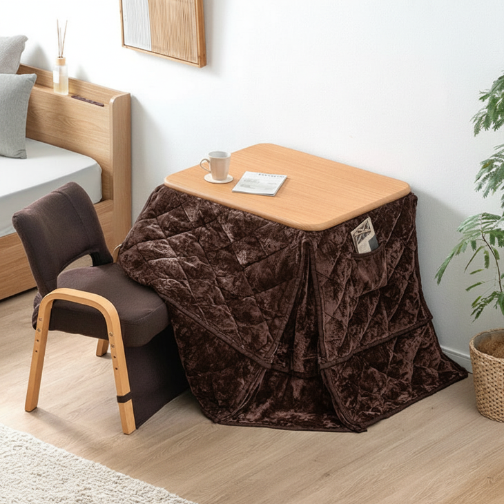 70×60cm] パーソナルこたつ 3点セット 2WAY 高さ調節 高脚 省スペース