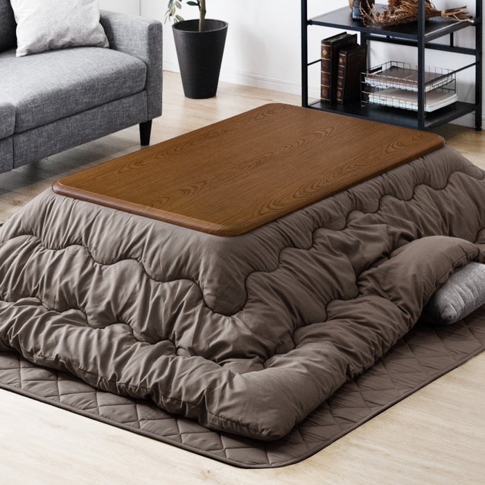［3点セット］［フランネル］ 傷に強いUV天板 こたつ 120×80 掛敷布団 洗える 手元コントローラー 北欧 おしゃれ 木製 継脚〔21310010〕