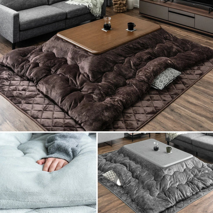 ［3点セット］［フランネル］ 傷に強いUV天板 こたつ 120×80 掛敷布団 洗える 手元コントローラー 北欧 おしゃれ 木製 継脚〔21310010〕