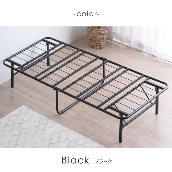 ［ダブル］パイプベッド フレーム単品 頑丈設計 耐荷重300kg 折りたたみ メッシュ構造 スチール コンパクト収納 〔17610071〕