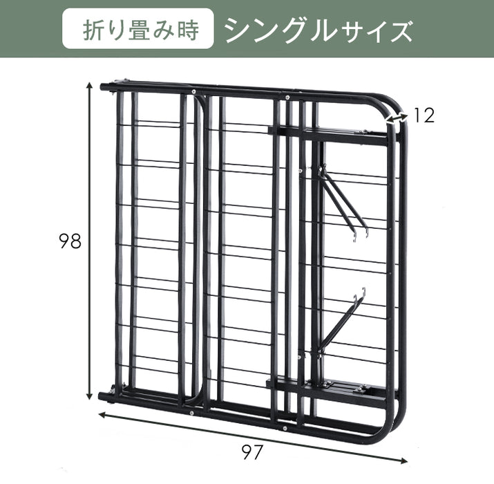 [シングル] 折りたたみ パイプベッド 頑丈設計 耐荷重200kg〔21300131〕