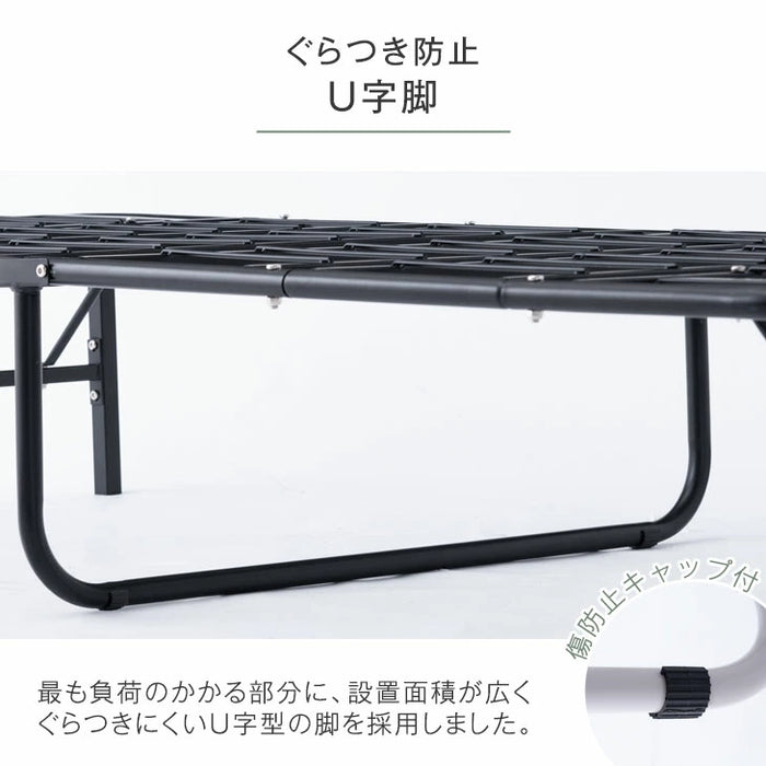 ［セミダブル］パイプベッド フレーム単品 頑丈設計 耐荷重200kg 折りたたみ メッシュ構造 スチール コンパクト収納 〔17610061〕