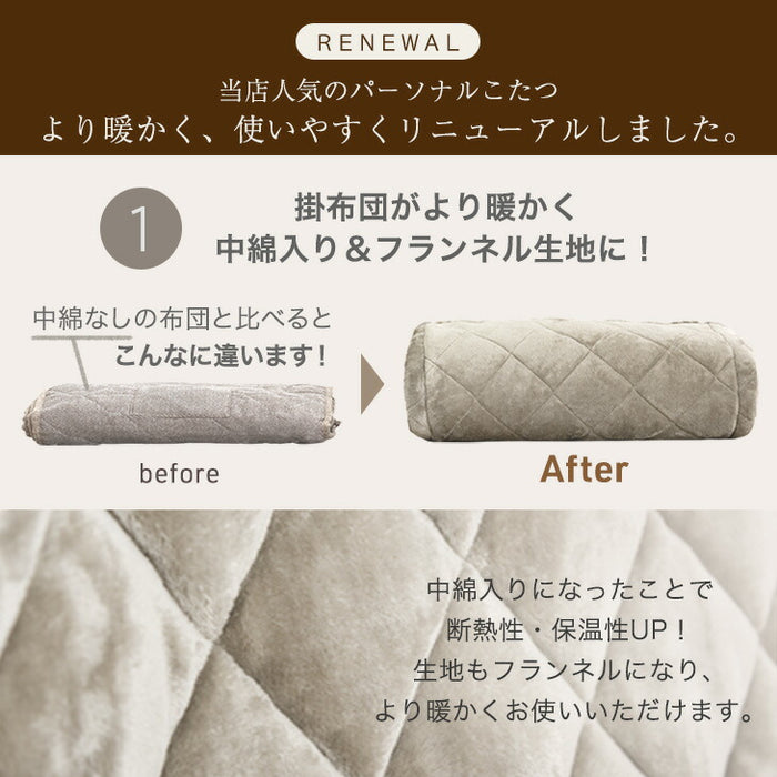 ［3点セット］パーソナル こたつ 一人用 高さ3段階調節 ハイタイプ 長方形 コンパクト おしゃれ〔21300132〕