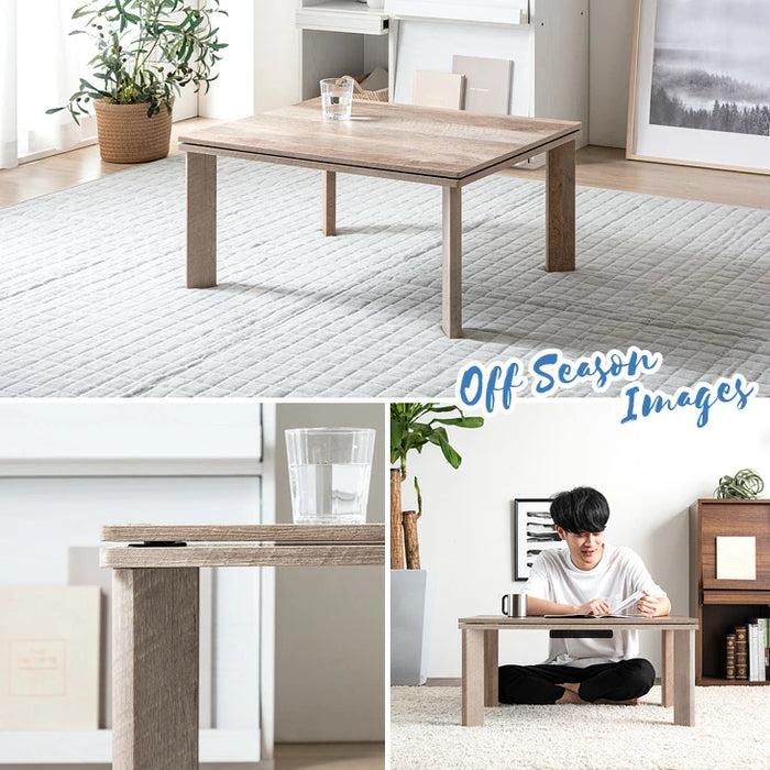 ［2点セット］こたつ テーブル 掛布団付き 長方形 木目調 300W 石英管ヒーター コンパクト 1年保証 コードフック〔21300147〕