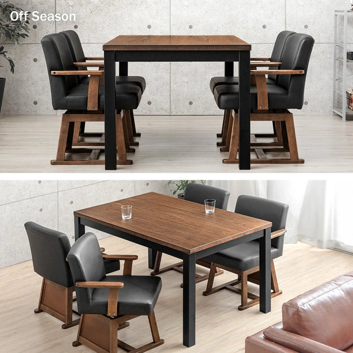 ［135×80cm］天然木 ダイニングこたつ 2点セット テーブル + 掛け布団 4人掛け 600W 速暖 ハロゲン 手元コントローラー 長方形〔21300153〕