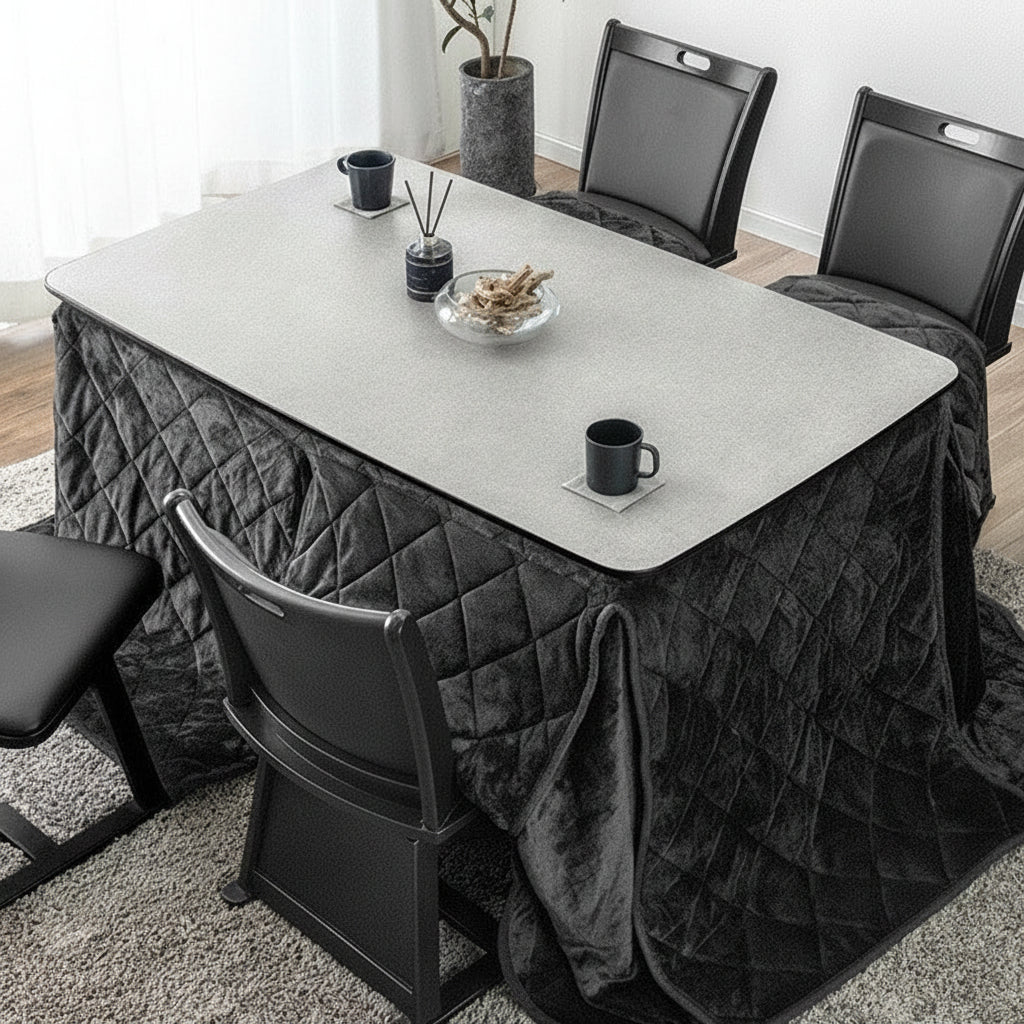 速暖2秒 600Wハロゲン 石目調 高耐久メラミン天板 ダイニングこたつ