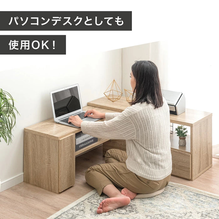 ［幅95-166］伸縮テレビ台 コーナー 収納 ロータイプ 収納棚 引き出し コンパクト 木製 32型 46型 50型 52型 55型〔21310165〕