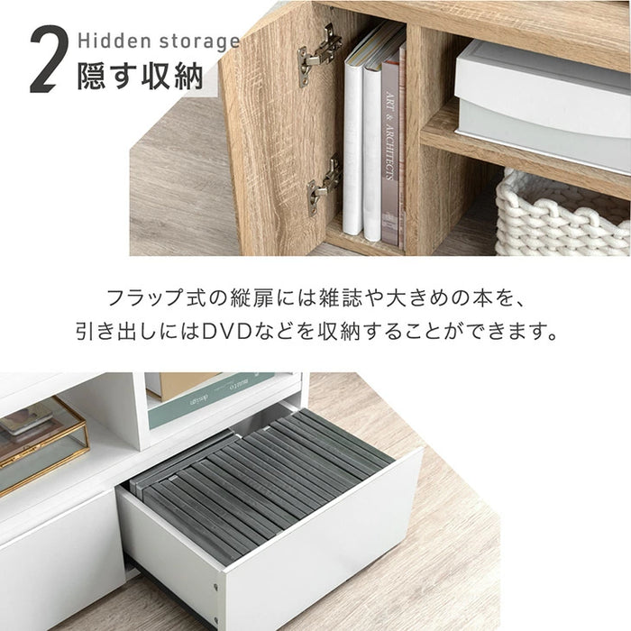 ［幅95-166］伸縮テレビ台 コーナー 収納 ロータイプ 収納棚 引き出し コンパクト 木製 32型 46型 50型 52型 55型〔21310165〕