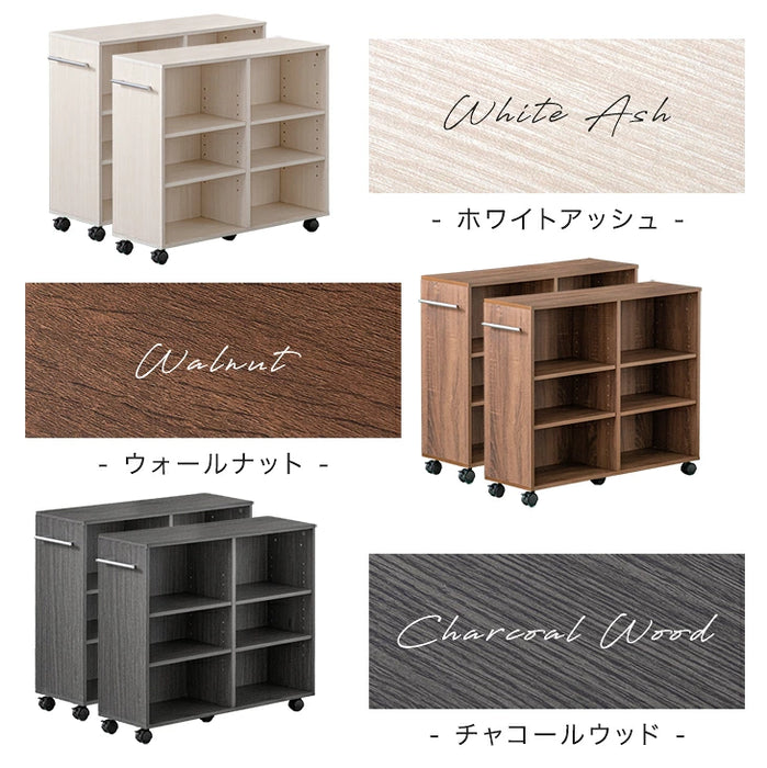 【復活記念プライス】［幅29cm］2台セット 押入れ収納 キャスター付き 幅29 奥行78 大容量 木目調 石目調 可動棚 スリム ワゴン マルチラック オープンラック〔99910167〕