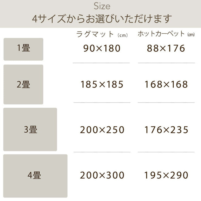 [2畳用] 2点セット ラグ ホットカーペットセット 滑り止め付 洗える マイクロファイバー フランネル ラグ カーペット ラグマット 〔21700005〕