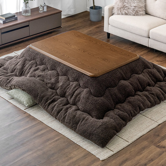 ［2点セット］速暖2秒! 600W ハロゲンヒーター こたつ 120×80 掛け布団 長方形 手元コントローラー 木目 木製 家具調〔68140117〕