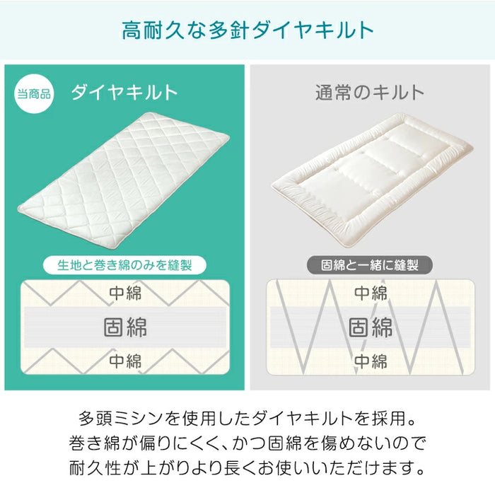 ベッドにぴったり 国産 3層敷布団 コンパクト 抗菌 防臭 防ダニ 軽量 2段ベッド用〔22200065〕