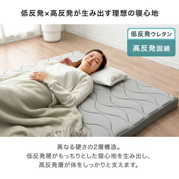 【新発売記念プライス】［シングルロング］敷布団 低反発×高反発 Wフォーム 厚み8cm ウレタン メッシュ生地〔22200075〕