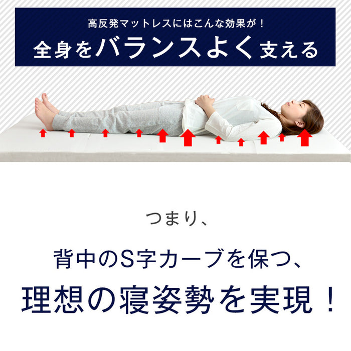 [ダブル] 高反発マットレス 3つ折り 厚み5cm 日本製〔23300039〕