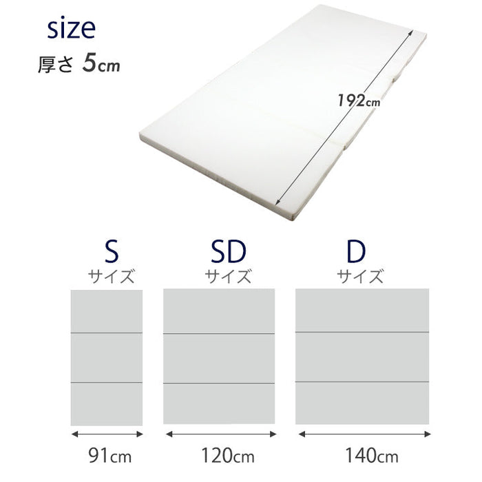 [ダブル] 高反発マットレス 3つ折り 厚み5cm 日本製〔23300039〕