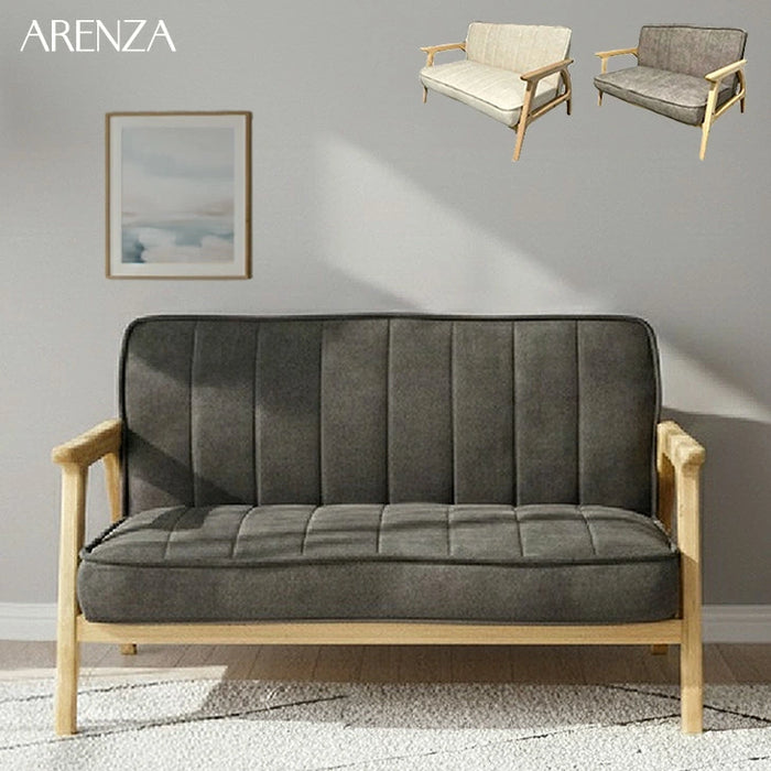 ソファ 天然木フレーム 2人掛け ファブリック 木製 北欧 モダン
