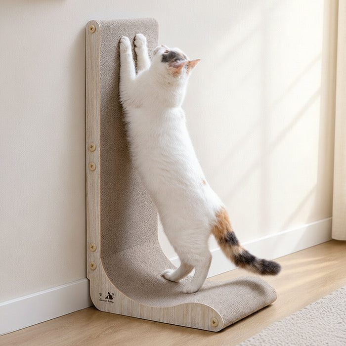 ［4個］木目調 爪とぎスタンド L字型 縦置き 猫用 省スペース おしゃれ 猫用品 〔23500014〕